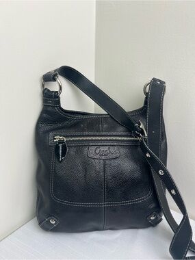 Coach Penelope Black Pebbled Leather Crossbody/Shoulder Bag with Silver Hardware